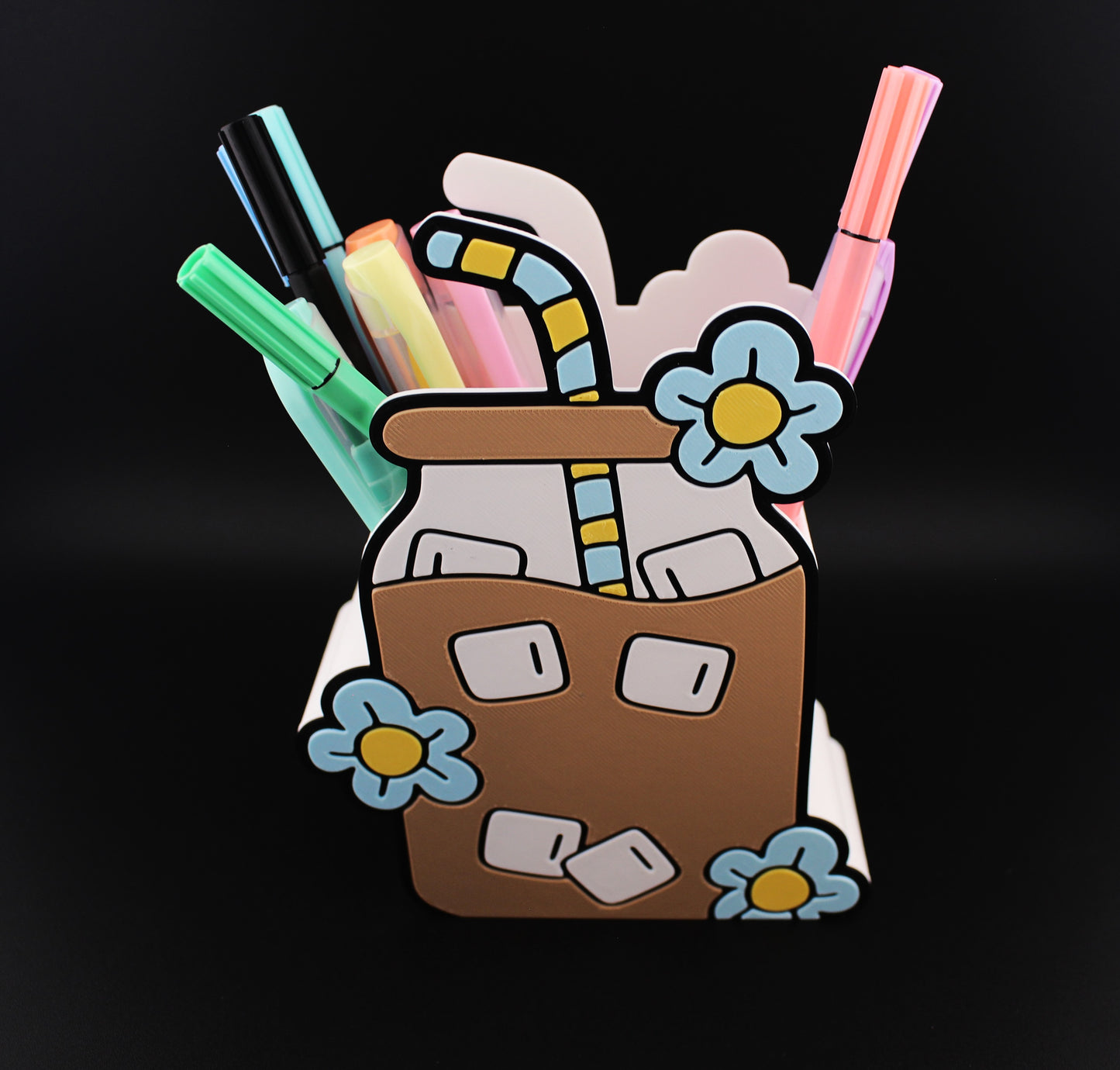 Iced Coffee Jar Pen Holder