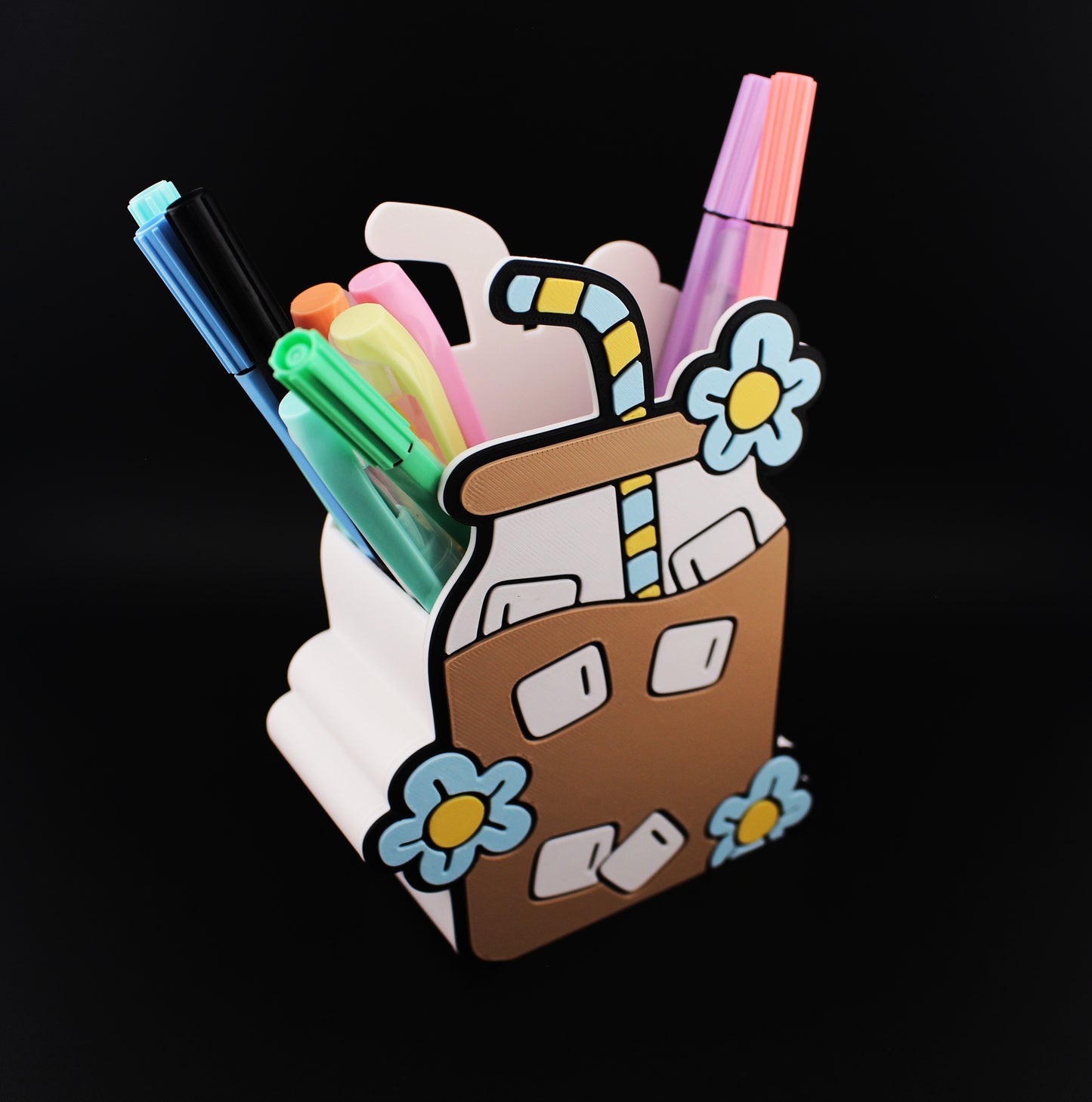 Iced Coffee Jar Pen Holder